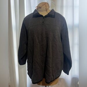 gray button up/quarter zip